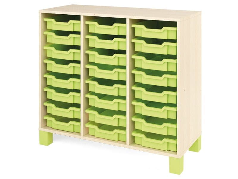 Armoire avec 24 récipients en plastique