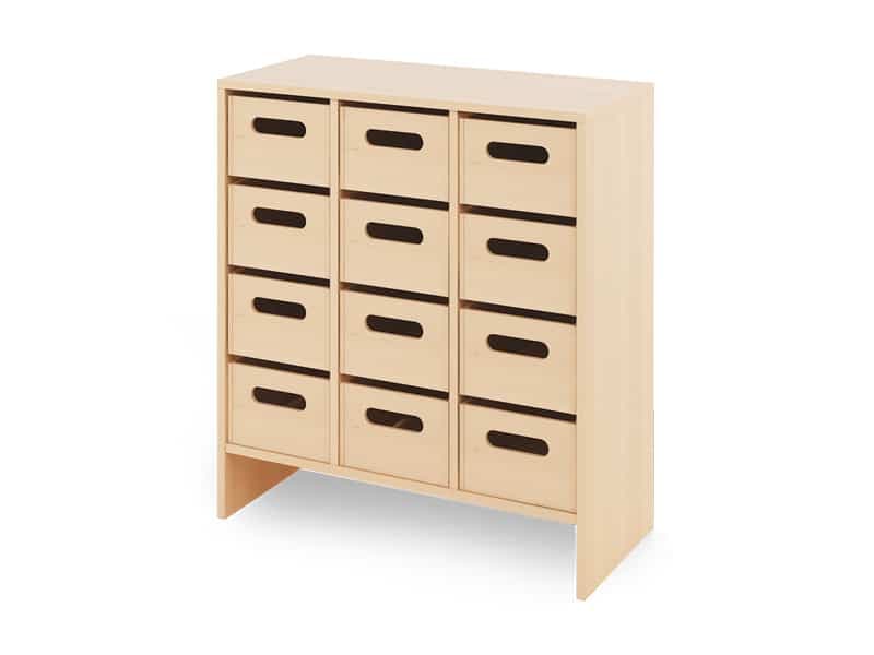 Rangement pour bacs en bois et plastique L
