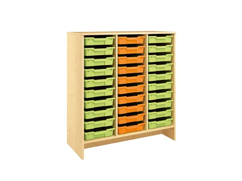 Rangement pour bacs en bois et plastique X